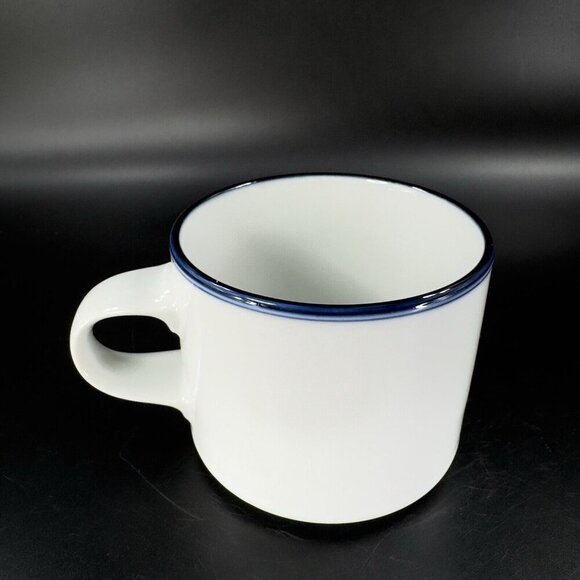 Dansk Concerto Allegro Blue Rimmed Coffee Mug Cup Portugal Ceramic White VTG - Picture 12 of 14